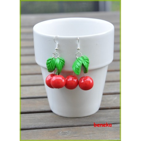 Boucles d'oreilles cerise