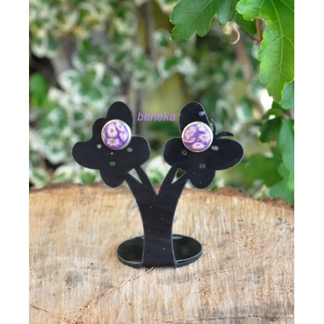 Boucles d'oreilles fleurettes violet