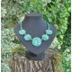 Collier carré ou rond fleurettes bleu lagon