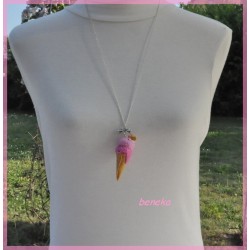 Collier - Sautoir - Glace framboise