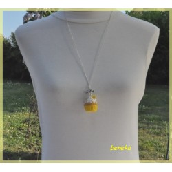 Collier - Sautoir - Cupcake jaune 