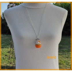 Collier - Sautoir - Cupcake orange