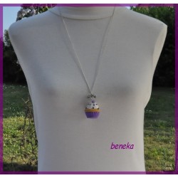 Collier - Sautoir - Cupcake violet