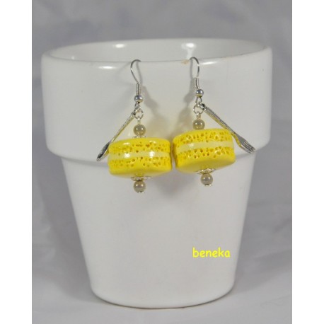 Boucles d'oreilles macaron jaune