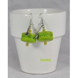 Boucles d'oreilles - Macaron vert