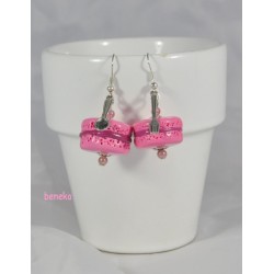 Boucles d'oreilles macaron rose