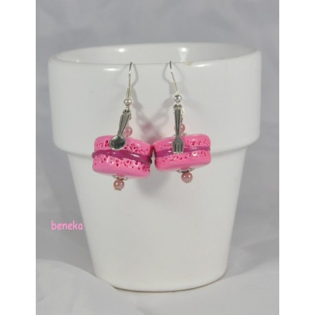 Boucles d'oreilles macaron rose