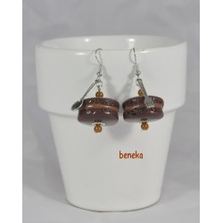 Boucles d'oreilles - Macaron chocolat