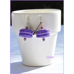 Boucles d'oreilles macaron violet 