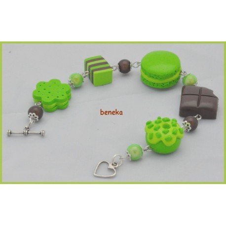 Bracelet macaron vert pomme 