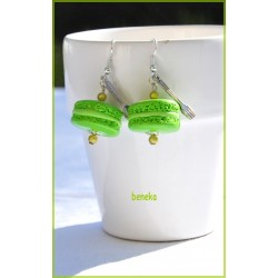 Boucles d'oreilles macaron vert pomme 