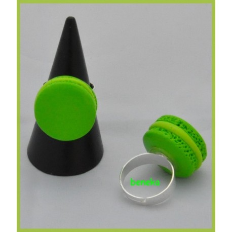 Bague macaron vert pomme 